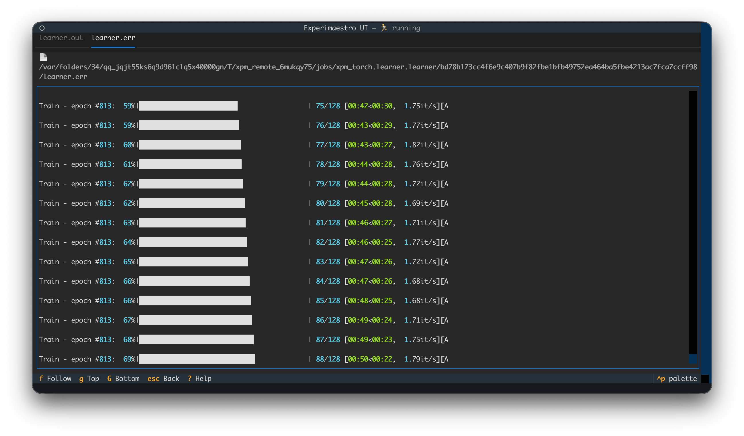 Log screen